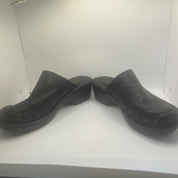 Born Black Leather Studded Slip-On Clogs 9 Comfortable Durable y2k chunky block - Picture 5 of 10